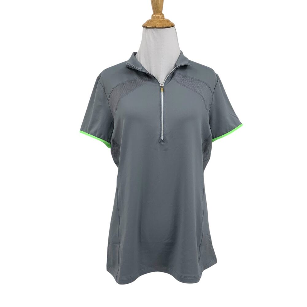 Annika Cutter & Buck Shirt Womens M Medium Gray Cb Drytec UPF 50 Golf Polo Top